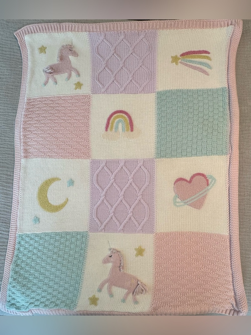 Pottery Barn Kids Unicorn & Celestial Patchwork Baby Blanket